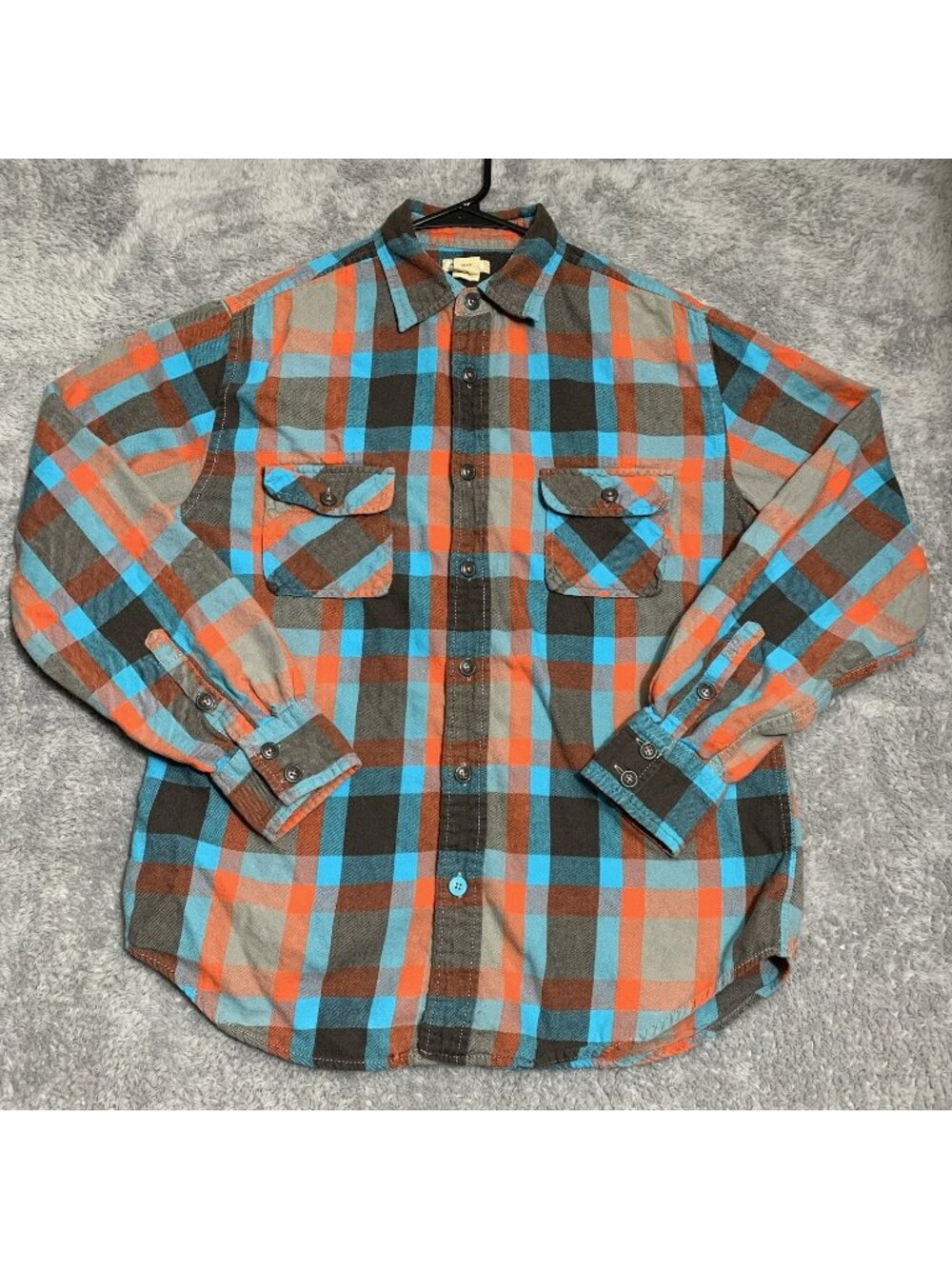 Arizona Flannel Long Sleeve Button Down Shirt Multicolor Plaid Men's Size Medium